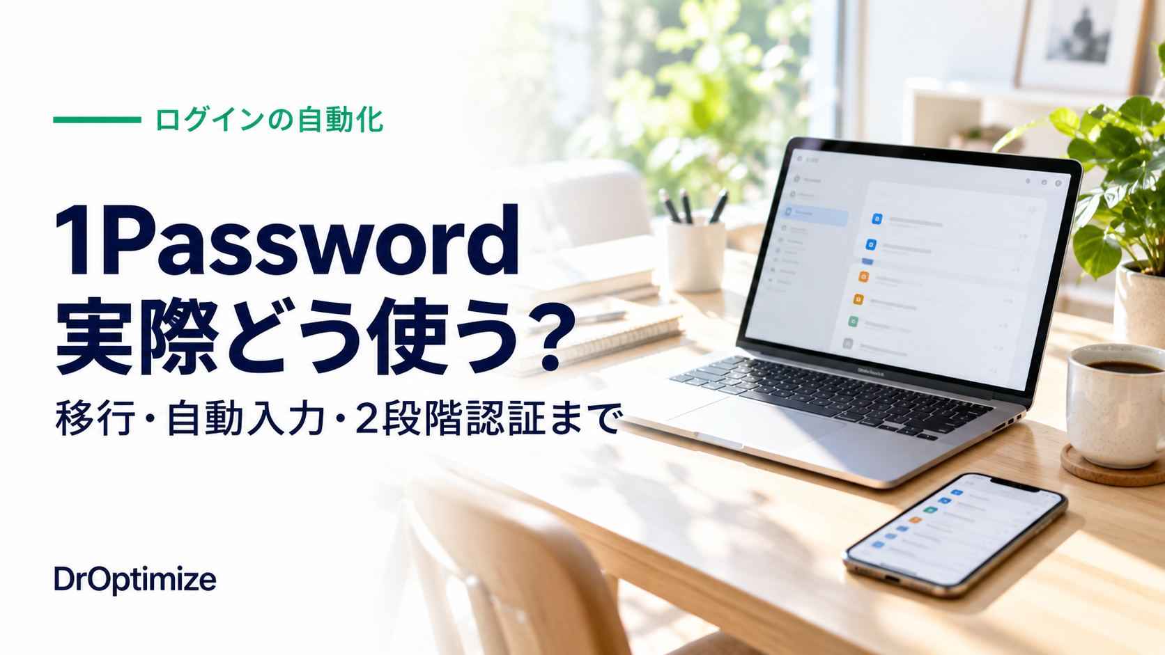 MacBookとiPhoneを使ったパスワード管理のイメージ